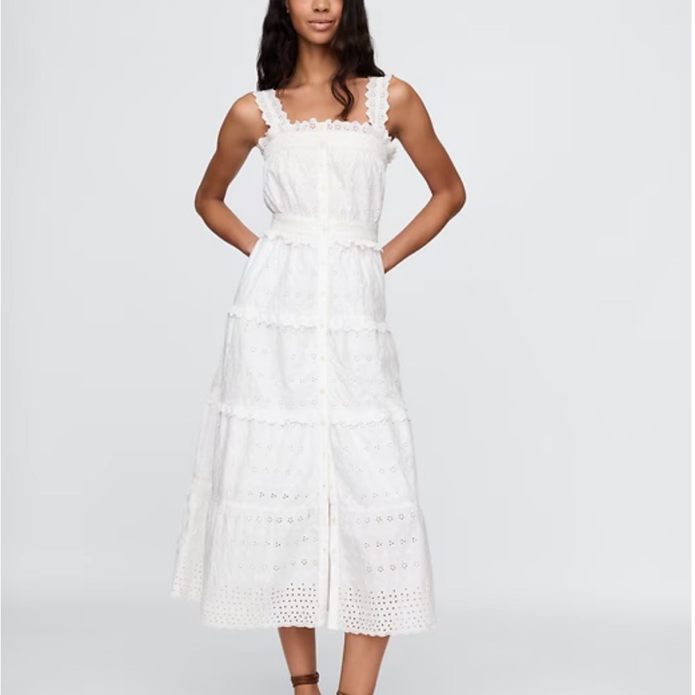 GAP x Doen White Eyelet Midi Dress